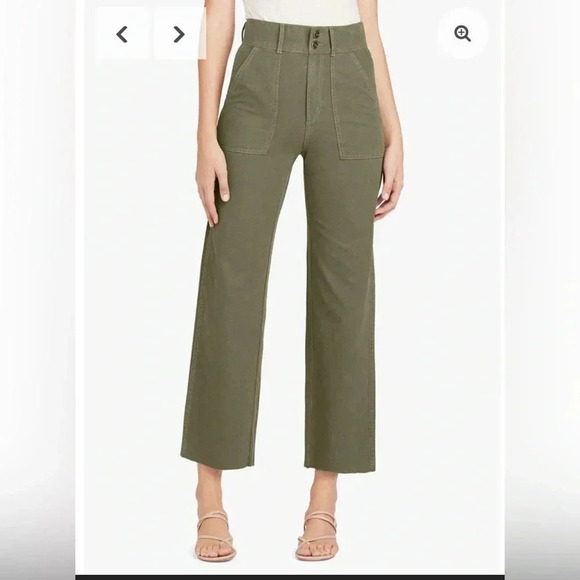 Joes Jeans Size 32 Green The Blake Utility High Waisted Cropped Wide Leg Pant - Picture 1 of 10